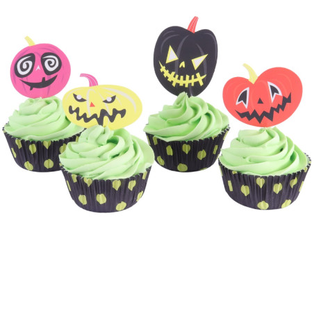 Caissettes à cupcakes avec toppers Halloween  x24