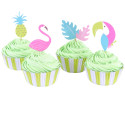 Cupcake cases with Tropical toppers x24