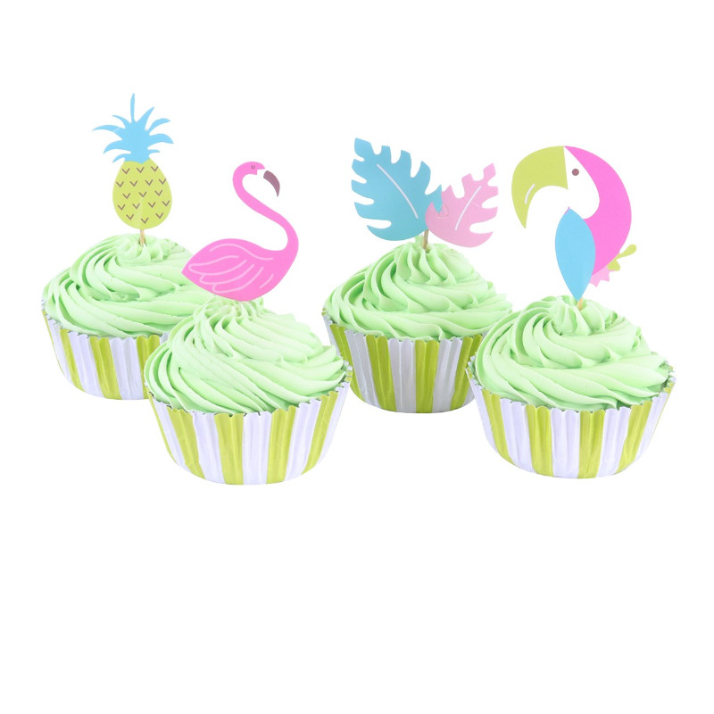 Cupcake cases with Tropical toppers x24