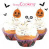 Caissettes à cupcakes avec toppers Halloween x24