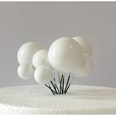 White ball toppers assorted diameters x10