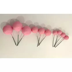 Topper boules rose bébé - x10 de 3 tailles