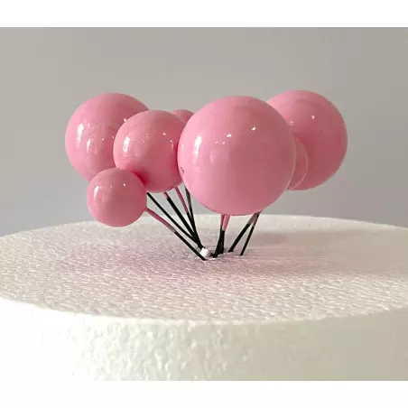 Toppers 10 boules rose bébé diamètres - 3 tailles