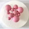 Topper 10 boules rose bébé diamètres - 3 tailles