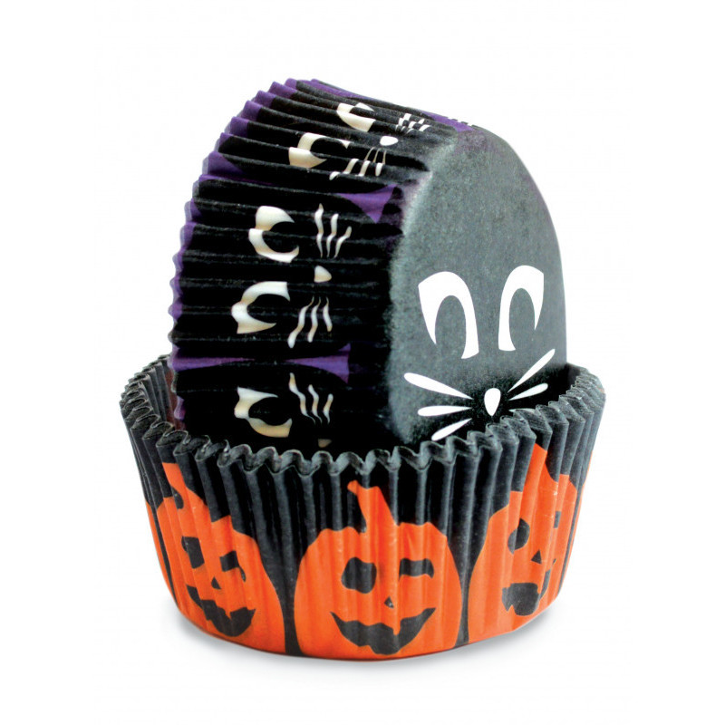 Halloween ghost and pumpkin cupcake cases x36