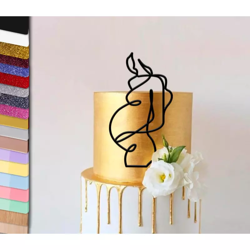 Topper gâteau silhouette femme enceinte