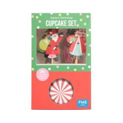 Santa's workshop cupcake cases with toppers x24