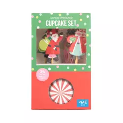 Santa's workshop cupcake cases with toppers x24