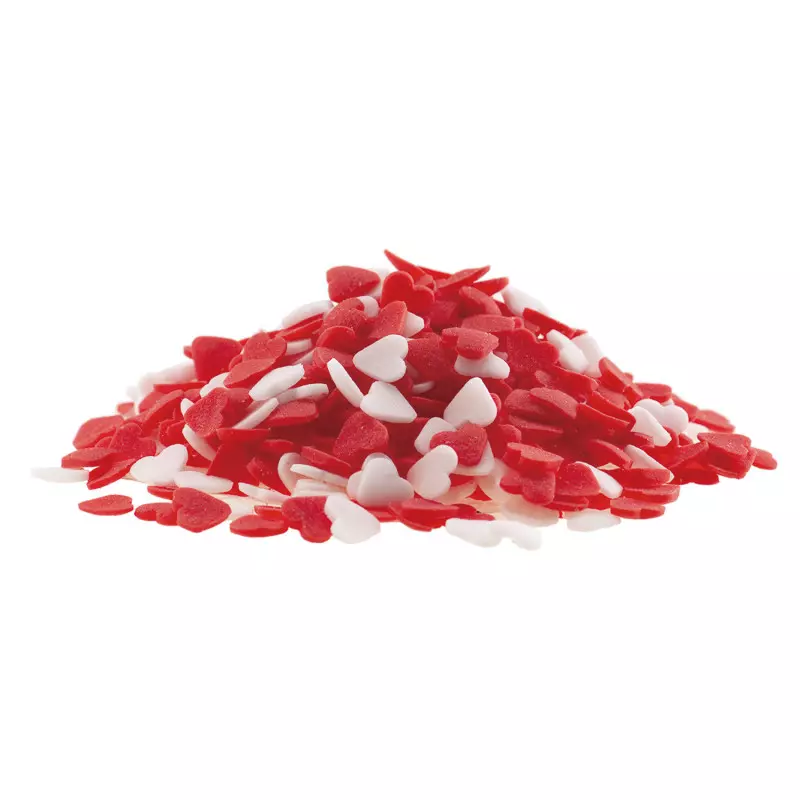 Corazones de azúcar rojo y blanco 100 g