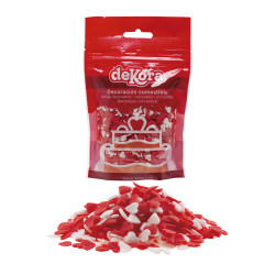 Corazones de azúcar rojo y blanco 100 g
