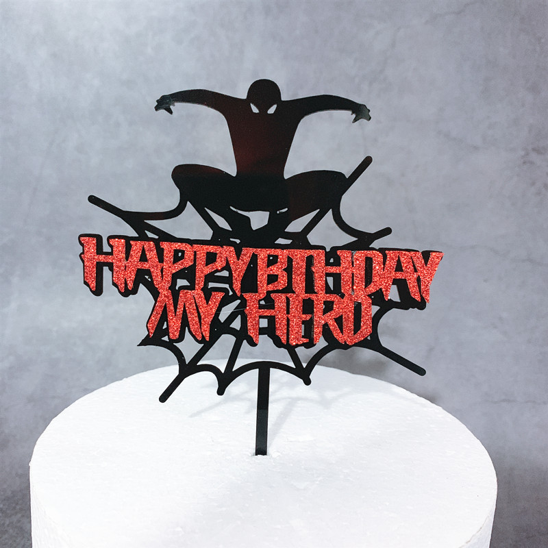 Cake topper Spiderman Happy Birthday spider web