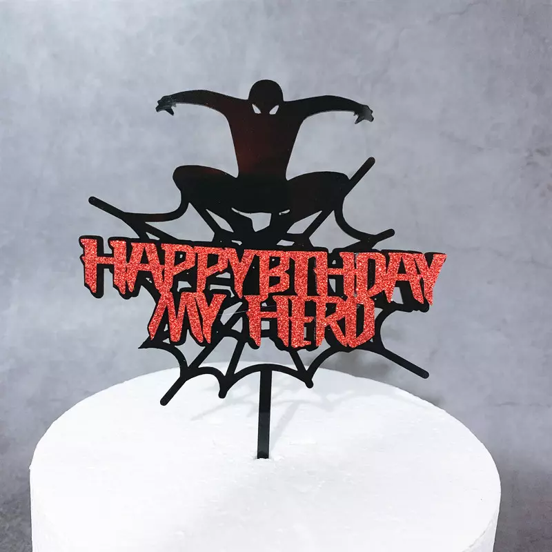 Cake topper Spiderman Happy Birthday toile d'araignée