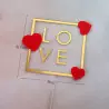Cake topper Framed love and red hearts