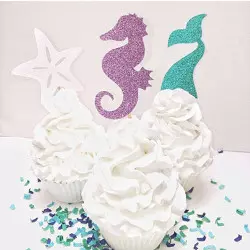 12 mini cakes topper mermaid theme