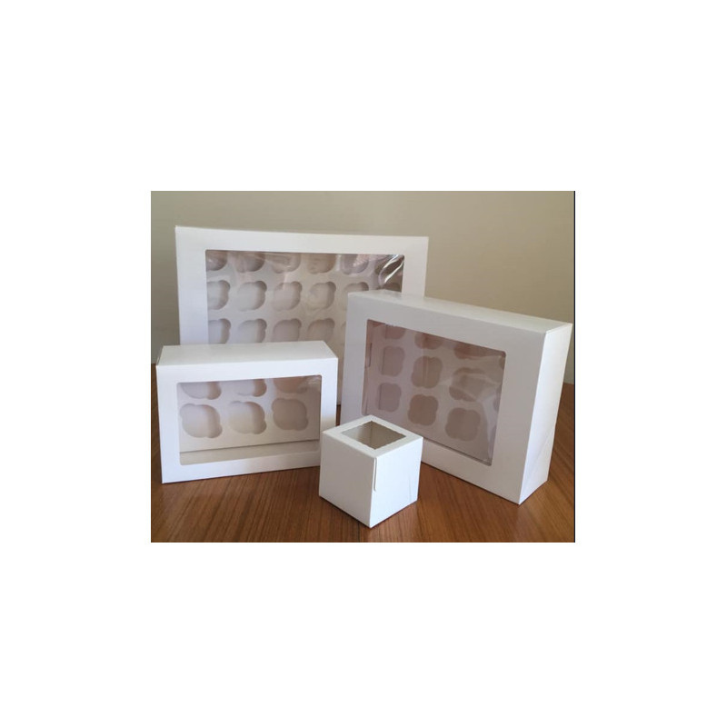 White mini cupcake window boxes