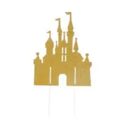 Glittery gold Princess Castle cake topper - Planète Gateau