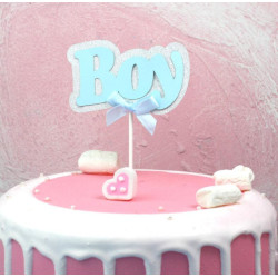 Cake topper Blue boy with bow