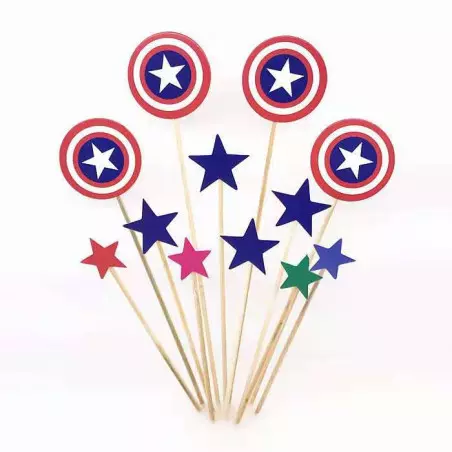 12 minitallas de estrella del Capitán América para la tarta