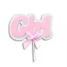 Cake topper pink girl with bow
