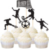 6 mini cake toppers Football characters cage and ball