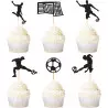 Mini cake toppers Football personnages cage et ballon x6