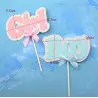 Cake topper pink girl with bow