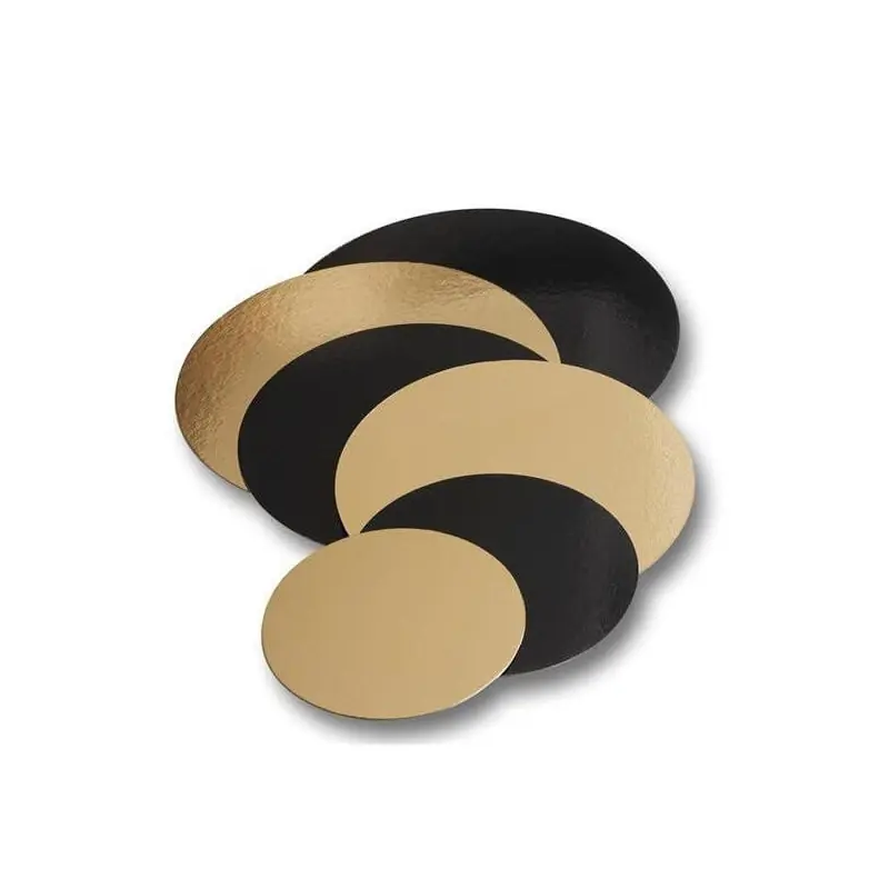 5 Konditorkartons RUND Gold und Schwarz 16 cm