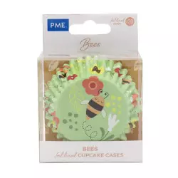 Caissettes à cupcakes fleurs et abeilles x30