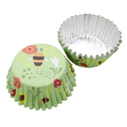 Estuches para cupcakes de flores y abejas x30