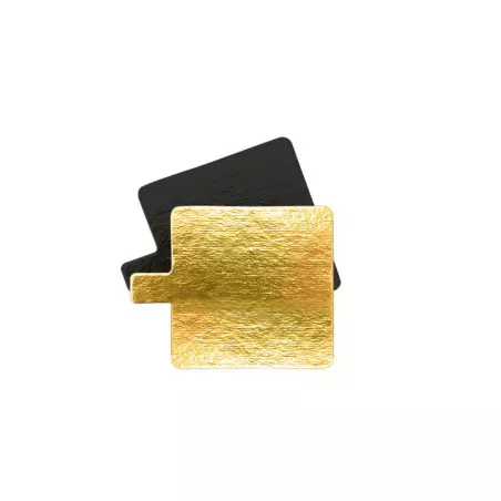 10 soportes cuadrados individuales dorados y negros de 8 cm