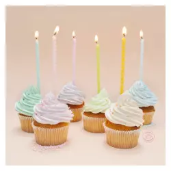 12 velas pastel largas retorcidas de 12 cm