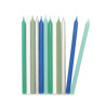 12 Blue and silver long candles 12 cm