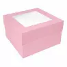 Caja para tartas rosa con ventana de 15 cm de altura