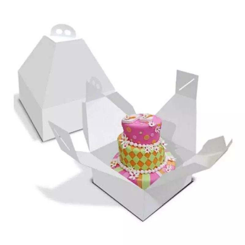 Caja para tarta kraft con asa 28 x 28 x 11 cm