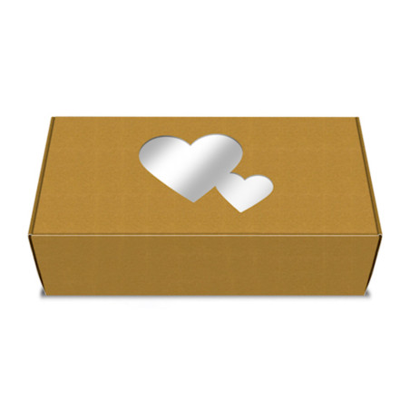 Kraft cookie box with hearts 18 x 9 cm