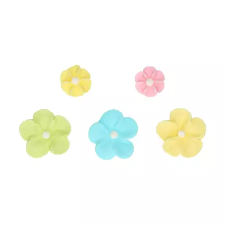 Fleurs en sucre assorties couleurs pastel x36