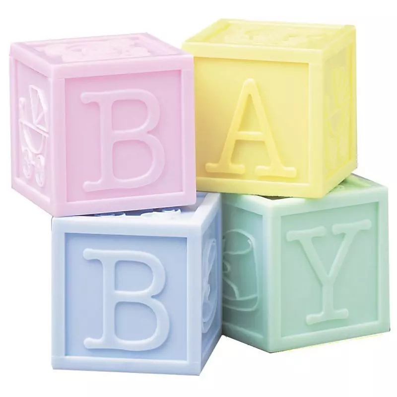 Cubes bébé en plastique x4 - Planète Gateau