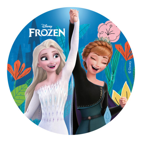 Disque comestible Elsa et Anna La reine des neiges 15,5 cm