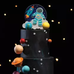 Cake topper astronaute et fusée 15 x 20 cm