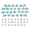 Set of piston cutters alphabet tiny alphabet