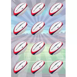 Décorations comestibles ballons de Rugby x12