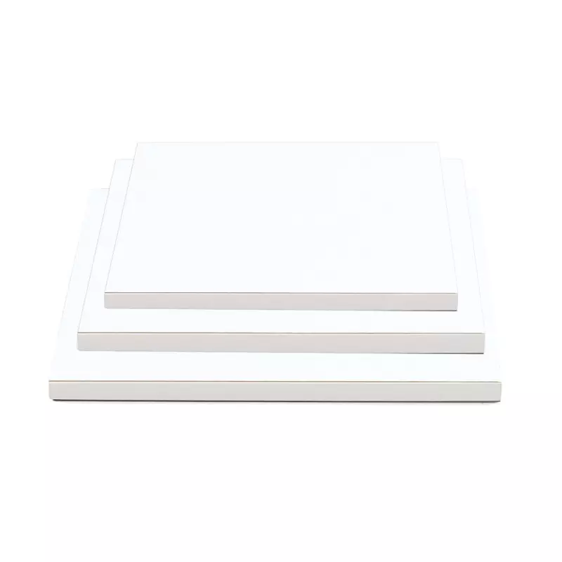 Plateau épais carré blanc pour gâteaux de 20 cm à 40 cm