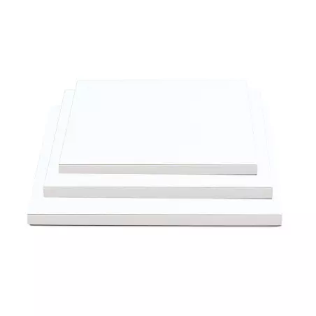 Thick square white tray for cakes from 20 cm to 40 cm