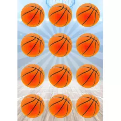 Décorations comestibles ballons de basketball x12