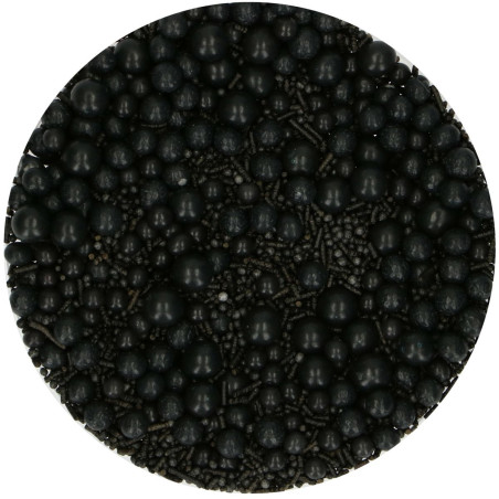 Sprinkles mix perles vermicelles et billes noires Funcakes 65g