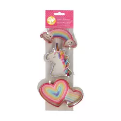 Unicorn, rainbow and hearts cookie cutters Wilton
