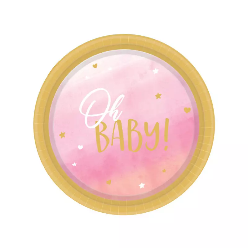 Plates Oh baby girl pink 23 cm x8