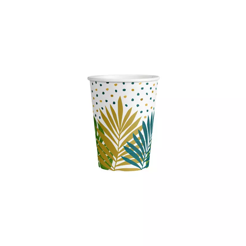 Gobelets Feuilles tropicales 250 ml x8