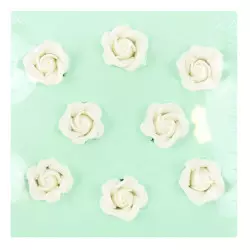 Flores de azúcar rosas blancas 3cm x8