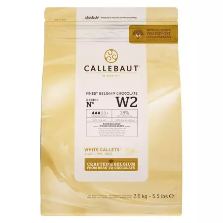 Callebaut W2 28% chocolate blanco en rollos de 2,5 kg